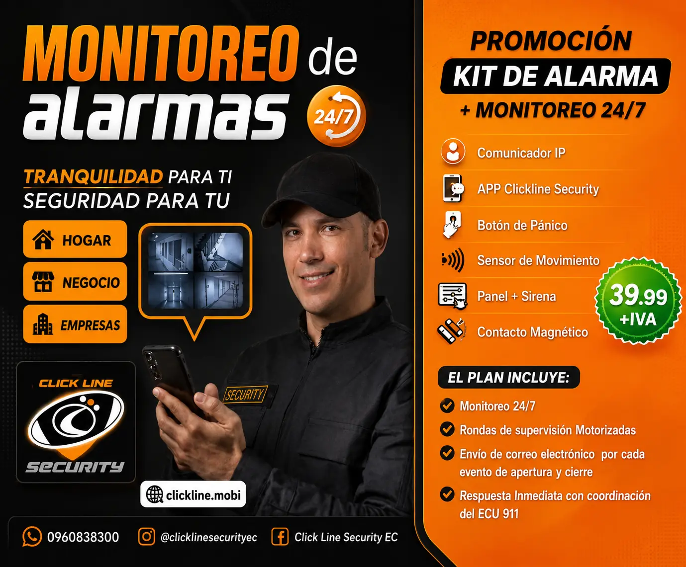 Servicio de monitoreo de alarmas ClickLine Security