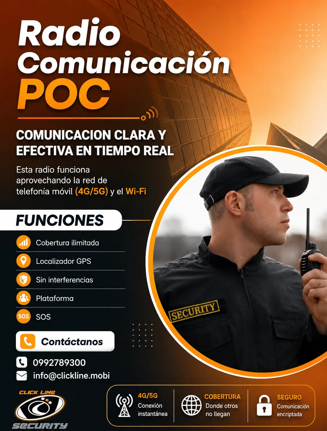 Servicio de radio comunicacion POC ClickLine Security